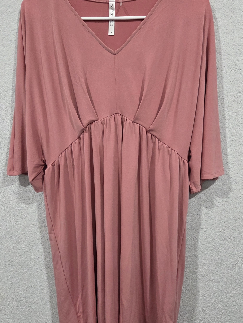 Dusty Rose V-Neck Babydoll Dress By Dear Scarlett Size Small